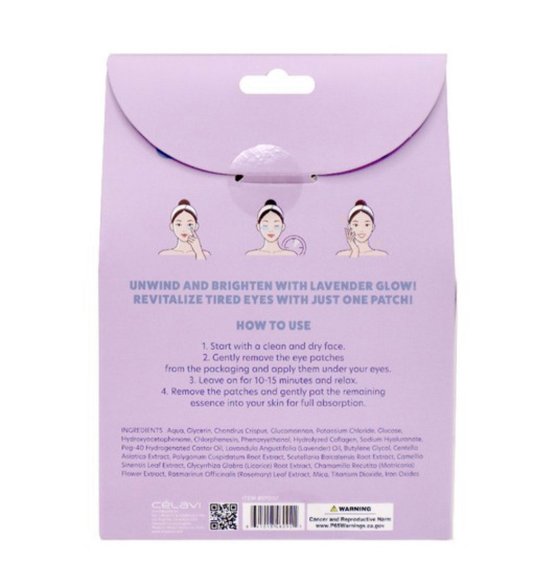 Celavi Hydrogel Eye Patches Lavendar Glow